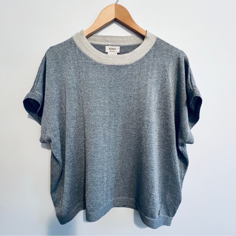 ❤️Anthropologie Numph EUC never worn silver sparkling top size M